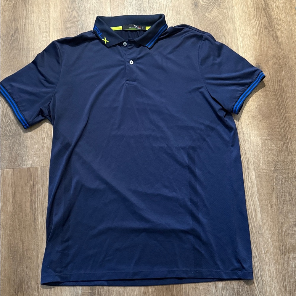 Ralph Lauren RLX Navy Blue Golf Polo Shirt Size Large